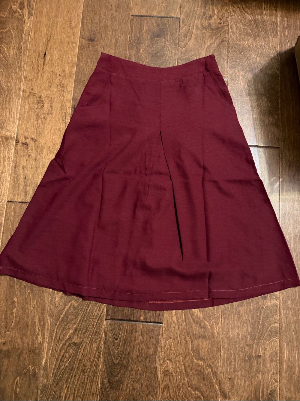 Women's Wine A-Line Pleated Skirt